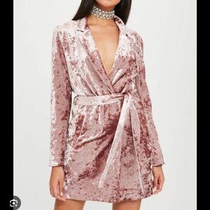 Carli Bybel x Missguided pink velvet mini dress